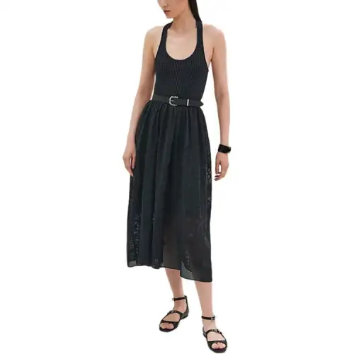HERMES Sleeveless Dress Women's Black