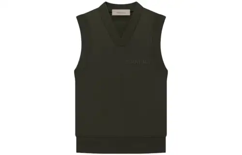 Fear of God Essentials SS23 Womens Pullover V Neck Vest Off Black Solid Color Pullover V Neck Sports Vest Women's Light Black