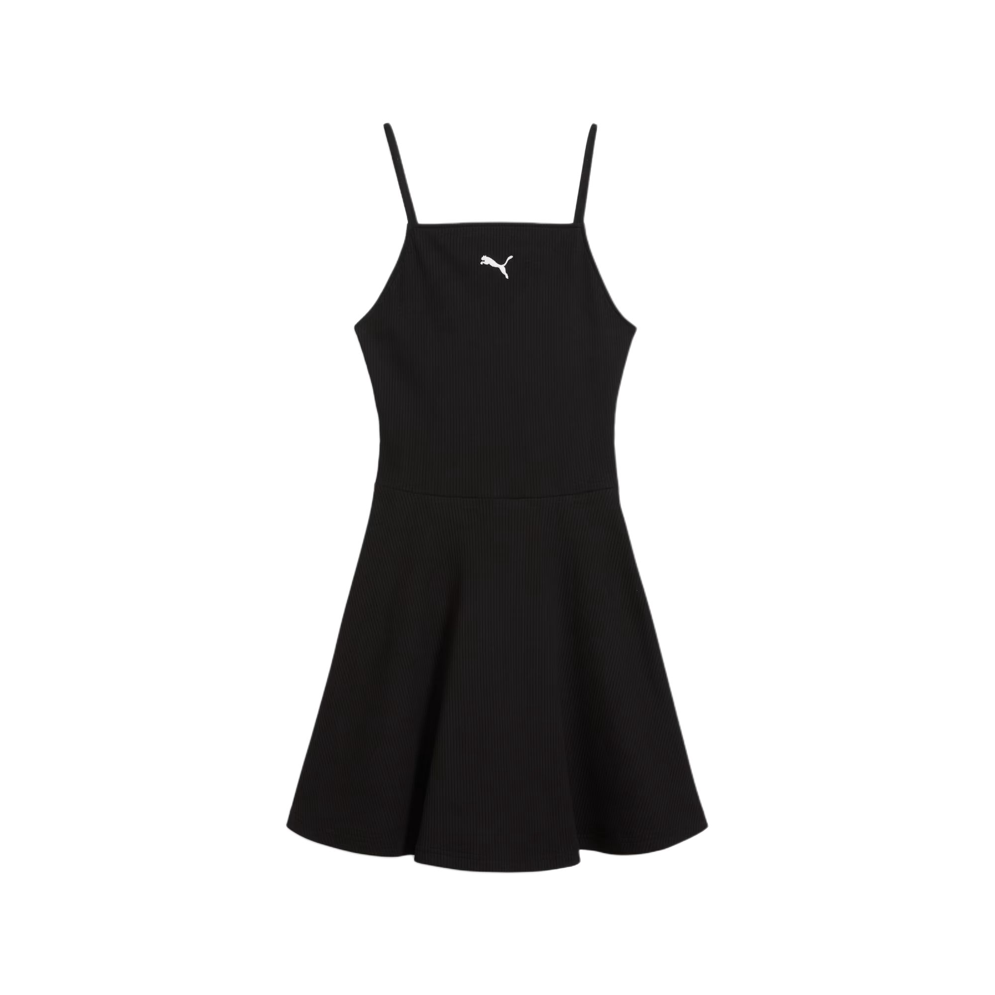 Женское платье PUMA Essentials RIBBED FLARED (черное)