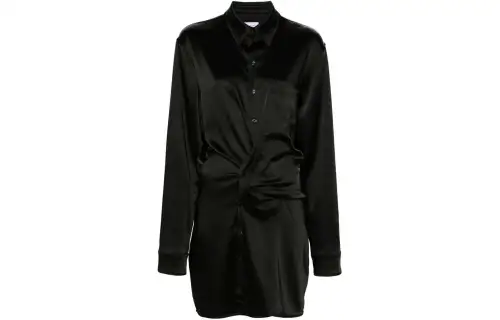 OFF WHITE Twisted Satin finish Shirt Dress
