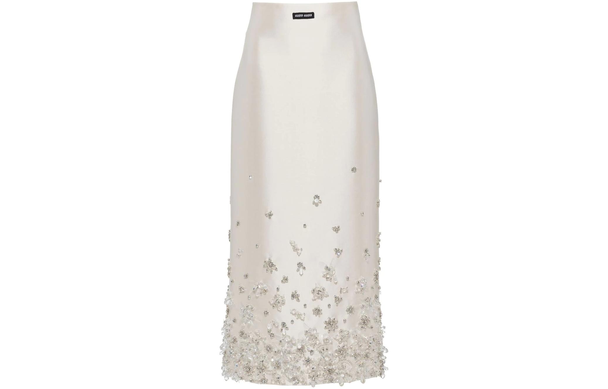 Miu Miu floral-embellished midi skirt