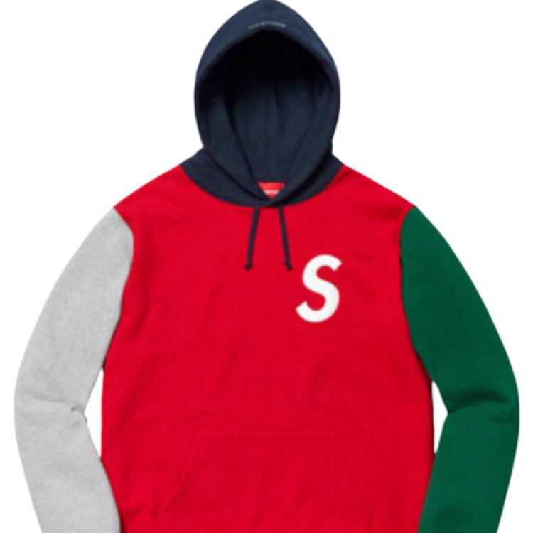 Худи Supreme SS19 S Logo Colorblocked Hooded Sweatshirt Red (красный) — фото 2