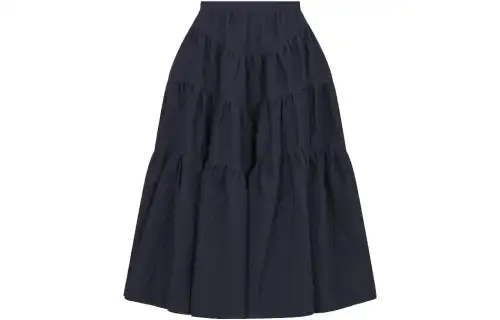 DIOR Flared Mid Length Skirt Casual Long Skirt Women's Dark Blue