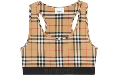 Burberry Logo Detail Vintage Check Bra Top 'Archive Beige'