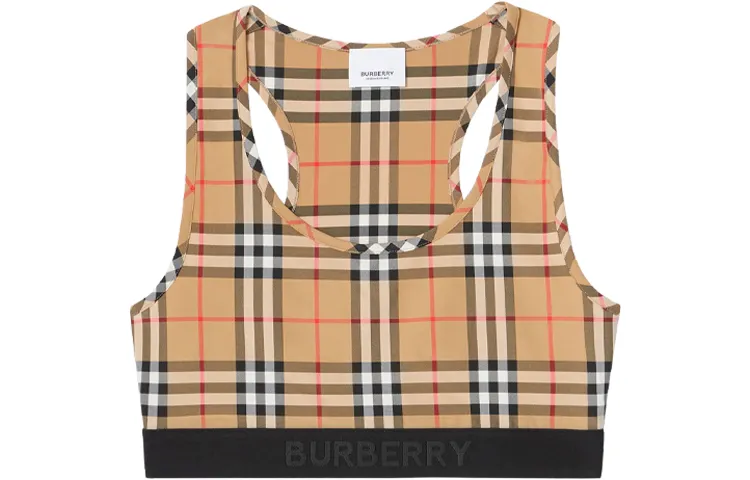 Burberry Logo Detail Vintage Check Bra Top 'Archive Beige'