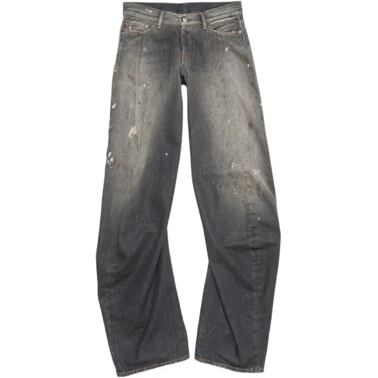 Acne Studios Logo Patch Wide Leg Jeans