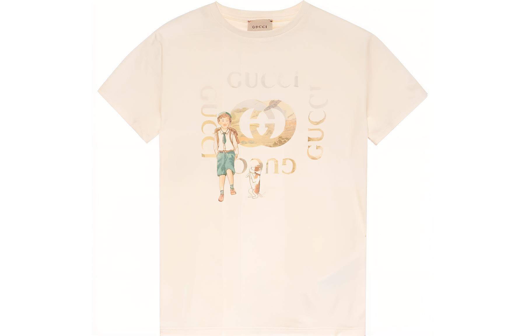 Мужская футболка Gucci Logo (/ кремовая)