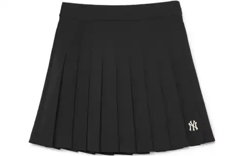 MLB Black mini-skirt, logo embroidery service, pleated skirt