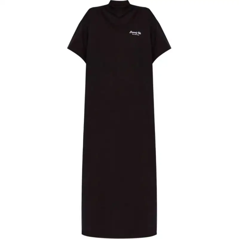 Balenciaga Logo Embroidered T-Shirt Maxi Dress