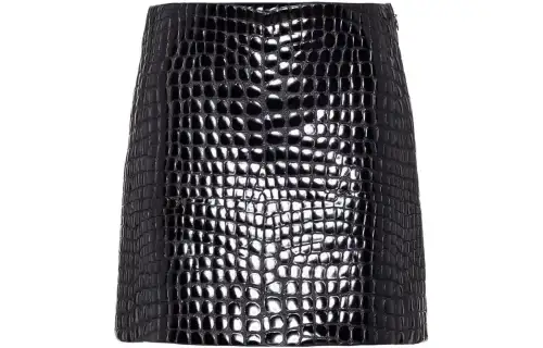 MIU MIU Leather Short Skirts Women's Black Moderate Short A Line Skirt