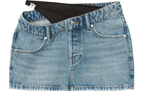 Alexander wang SS23 asymmetrical bikini stacked mini hot girl denim skirt women's navy blue