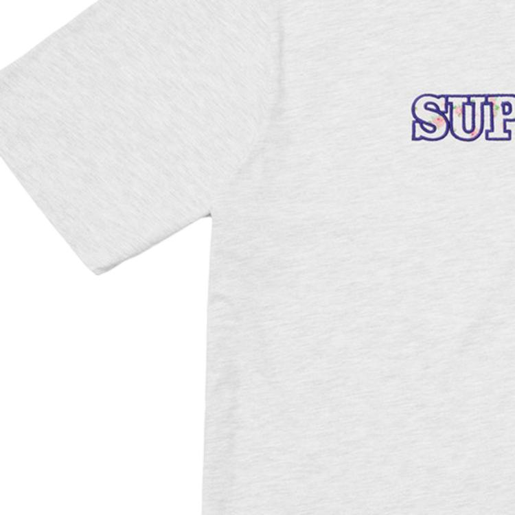 Футболка Supreme FW18 Floral Logo Tee (серая) — фото 2