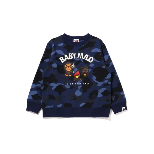 BAPE Children's Clothing FW22 Baby Milo Store Cartoon letter print camouflage round neck sweatshirt children's style