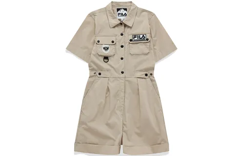 FILA FUSION X White Mountaineering Baishan joint model FILA FUSION Baishan l joint series multi-pocket workwear loose woven jumpsuit women's Yingguoxing