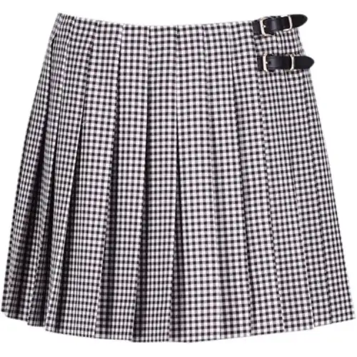 MIU MIU Plaid Pleated Mini Skirt