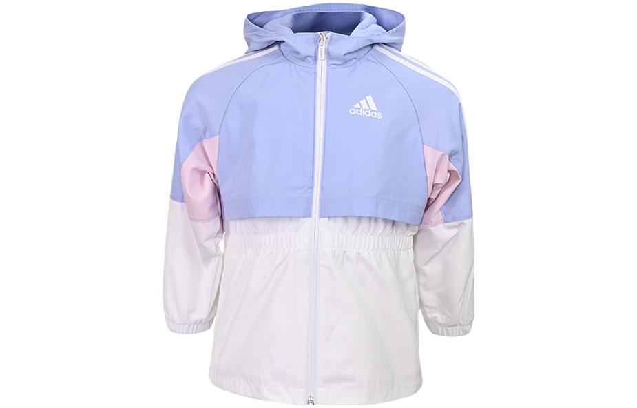 Куртка adidas со сплошным логотипом (бело-синяя)