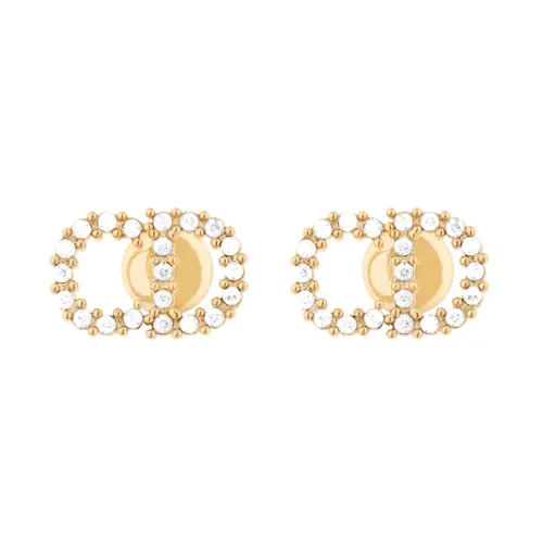 DIOR Artificial Crystal, Metal Stud Earrings Women's Gold