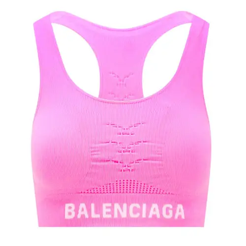 Balenciaga Athletic Logo Print Top 'Neon Pink'