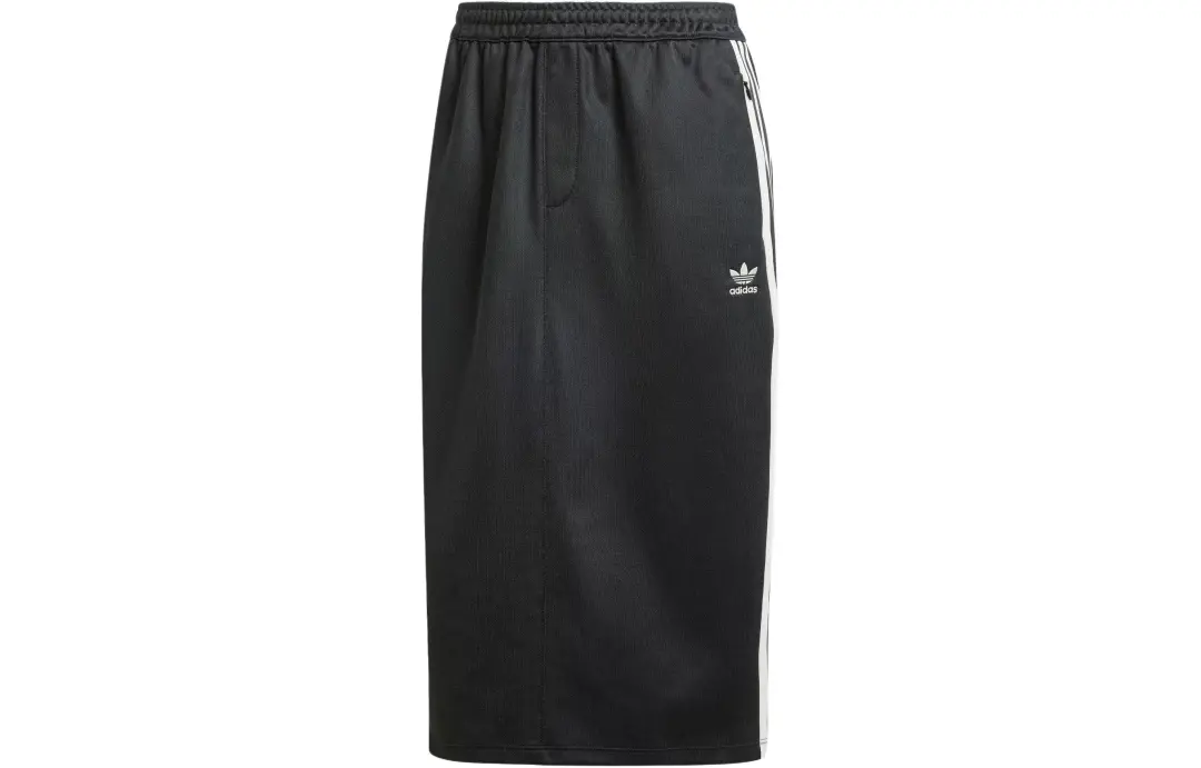 Adidas Originals 3 Stripes Skirt Casual Long Skirt Women's Black