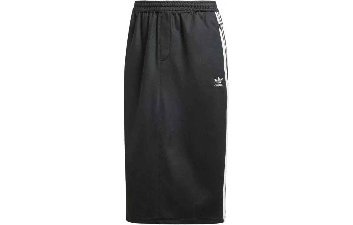 Adidas Originals 3 Stripes Skirt Casual Long Skirt Women's Black