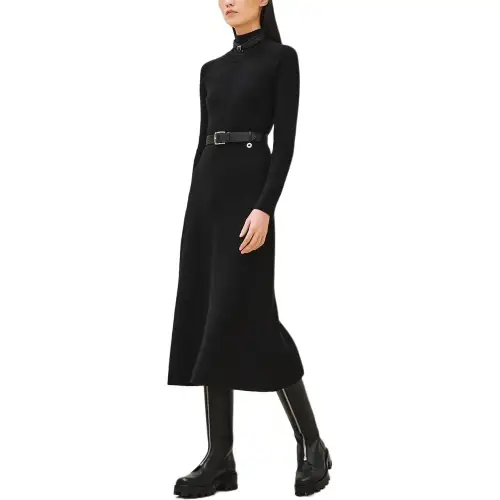 HERMES Long Sleeved Dress Women's Black