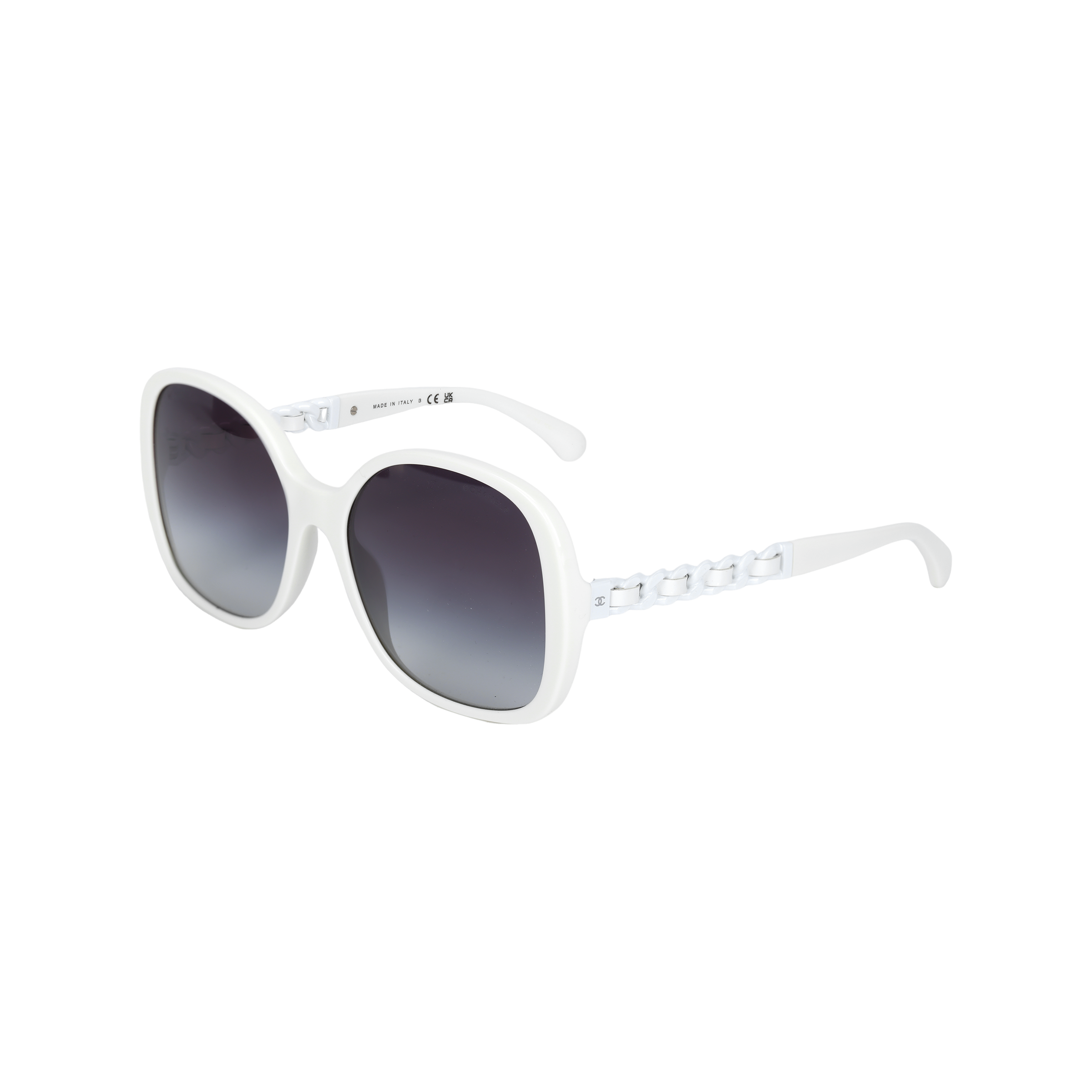 CHANEL White Plate Frame Butterfly Sunglasses Women's