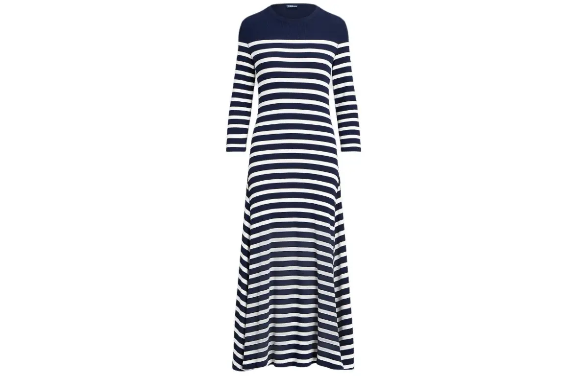 Polo Ralph Lauren Striped Waffle-knit Maxi Dress