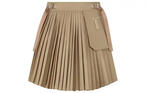 DIOR Casual Short Skirts Women's Khaki Short Pleated Skirt