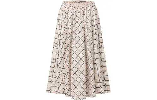 LOUIS VUITTON By The Pool Casual Long Skirt Women's Beige Yellow