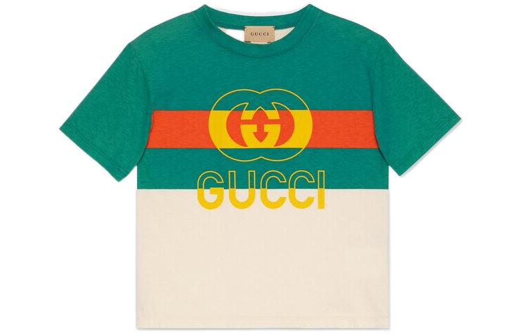 Мужская футболка Gucci Cosmogonie SS23 (бежево-зеленая)