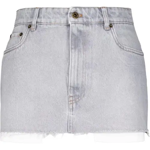 Miu Miu logo-embroidered denim miniskirt