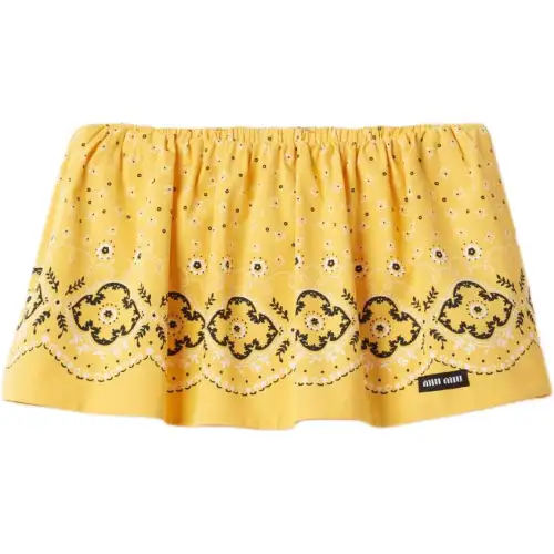 MIU MIU Casual Short Skirts Women's Sunlight Yellow