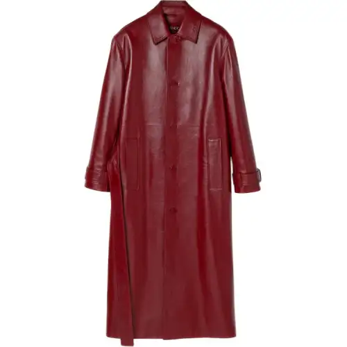 GUCCI Leather Jackets Men's Red Lapel Moderate