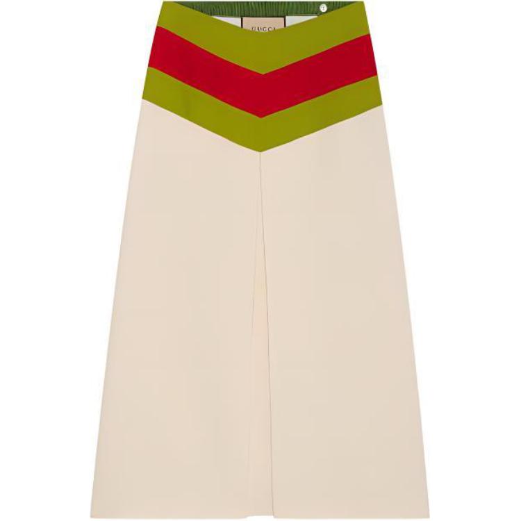 GUCCI Chevron Vintage Web Stripe Skirt White