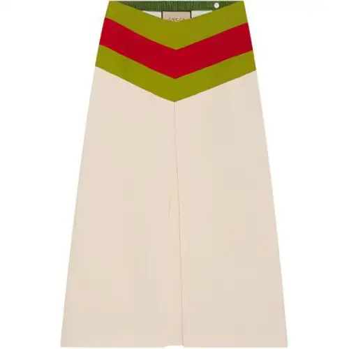 GUCCI Chevron Vintage Web Stripe Skirt White