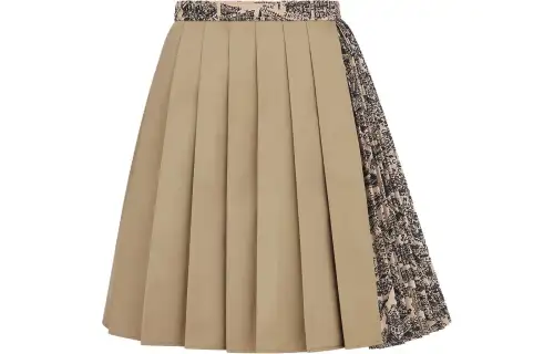 DIOR Casual Short Skirts Women's Beige Moderate Short Pleated Skirt