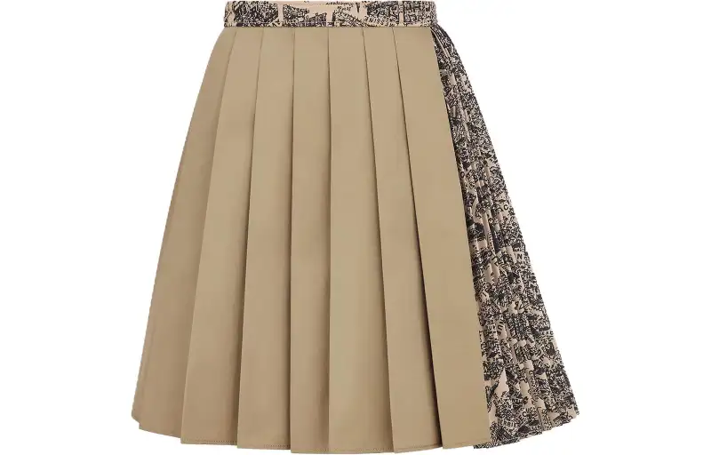 DIOR Casual Short Skirts Women's Beige Moderate Short Pleated Skirt