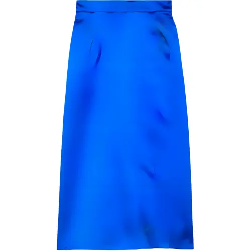 GUCCI Silk Pleated Midi Skirt Blue