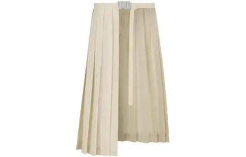 DIOR Casual Long Skirts Men's Ecru Mid Length Pleated Skirt