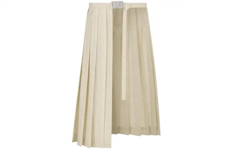 DIOR Casual Long Skirts Men's Ecru Mid Length Pleated Skirt