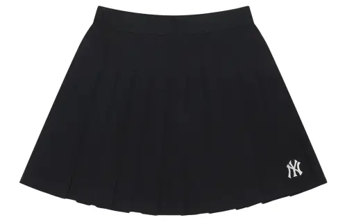 MLB MLB, pleated skirt, trousers, black mini-skirt, with embroidery, with your logo imprint, high waist