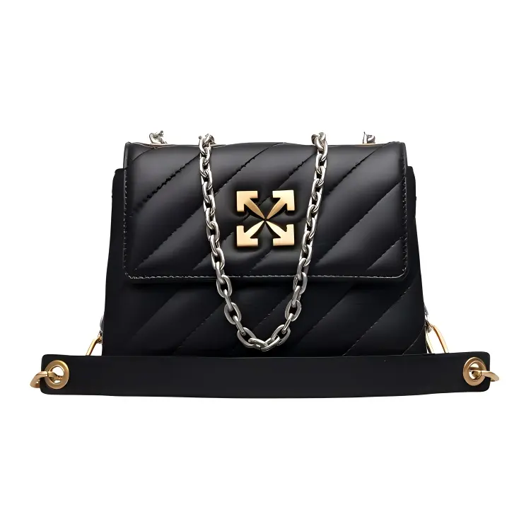 OFF WHITE Leather Messenger Bag, Crossbody Bag, Shoulder Bag Women's Black
