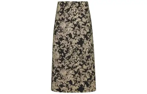 DIOR Mid Length Flared Skirt Casual Long Skirt Women's Black