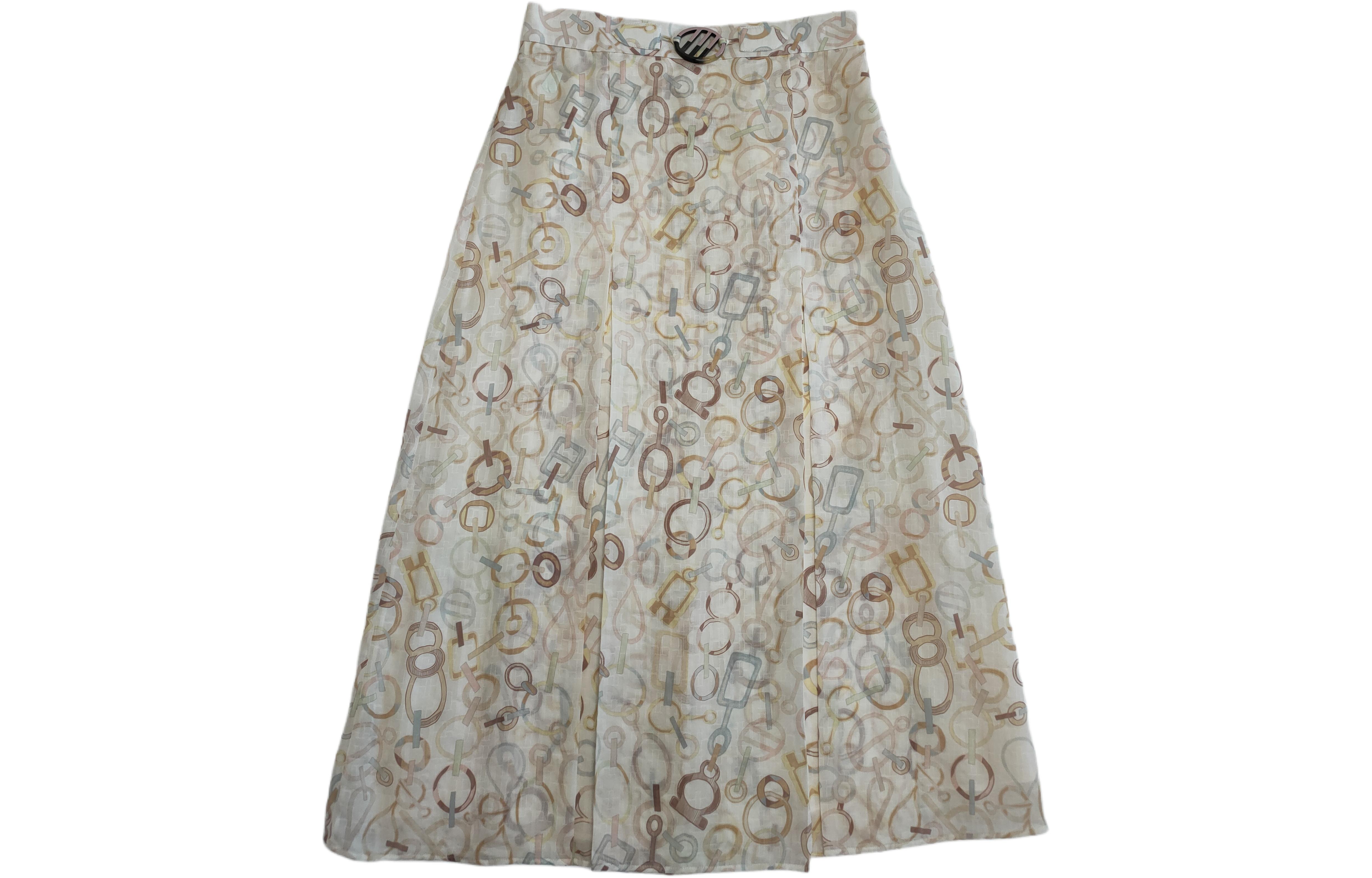 HERMES FW23 Casual Long Skirt Women's White