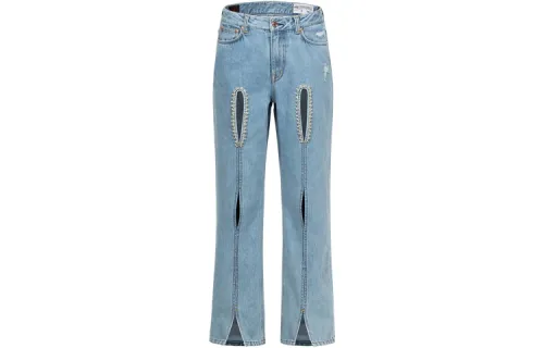 EVISU Jeans Women's Denim Blue Moderate Ripped Pants