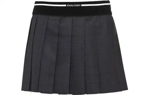 MIU MIU Glen Plaid check Pleated Mini Skirt