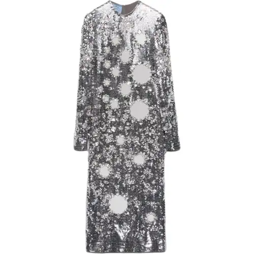 PRADA Long Sleeved Dress Women's Gray