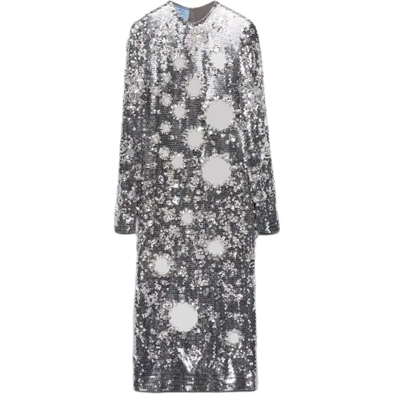 PRADA Long Sleeved Dress Women's Gray