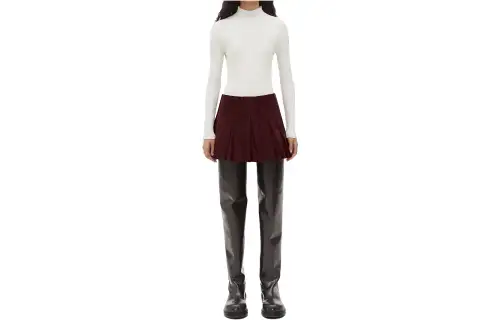 Bottega Veneta Leather Pleated Mini Skirt