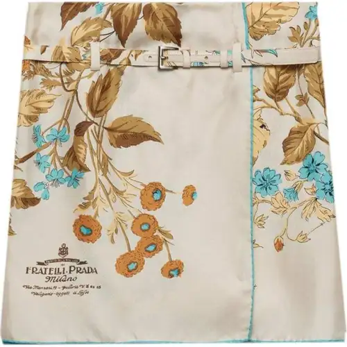 Prada floral-print silk skirt